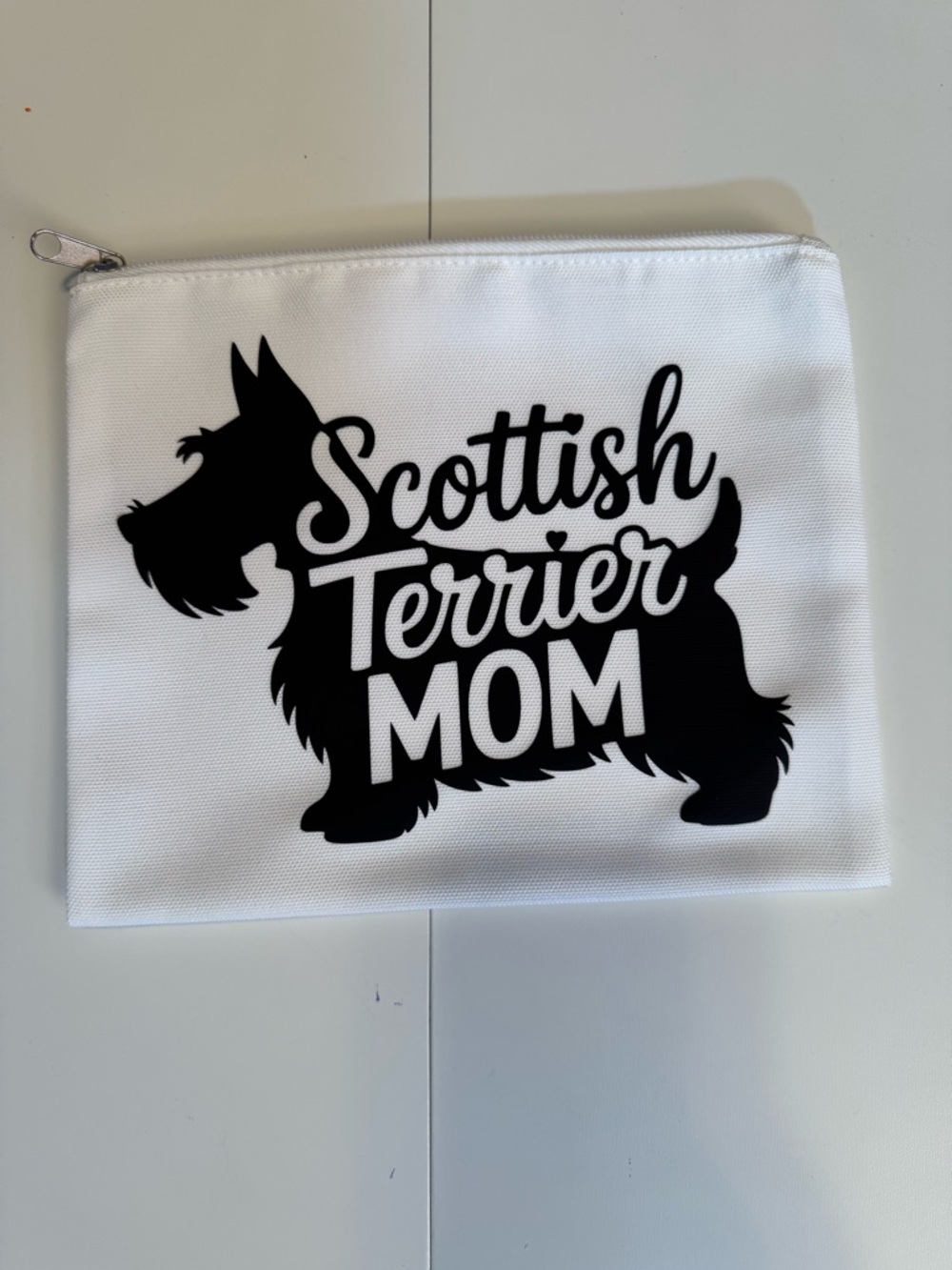 NEW Made to order Scottish Terrier Mom Zipper Pouch - White & Black - Picture 2 of 6